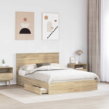 vidaXL Storage Bed with Drawer Sonoma Oak 140 x 200 cm Engineered Wood