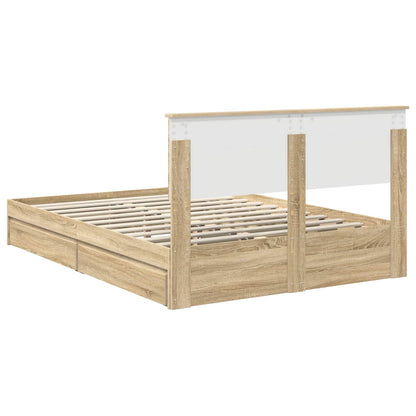 vidaXL Storage Bed with Drawer Sonoma Oak 140 x 200 cm Engineered Wood