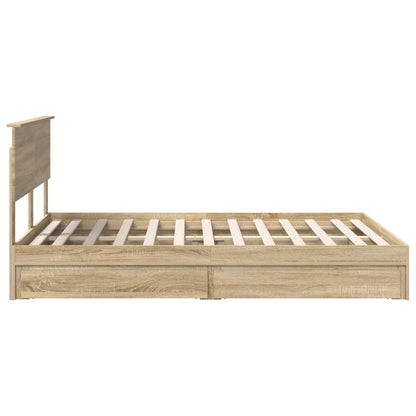 vidaXL Storage Bed with Drawer Sonoma Oak 140 x 200 cm Engineered Wood