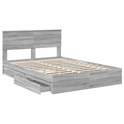 vidaXL Storage Bed Grey Sonoma 140 x 200 cm Engineered Wood