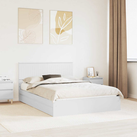 vidaXL Storage Bed with Headboard White 135 x 190 cm Engineered Wood