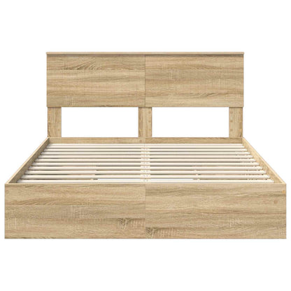 vidaXL Storage Bed with Drawer Sonoma Oak 135 x 190 cm Engineered Wood