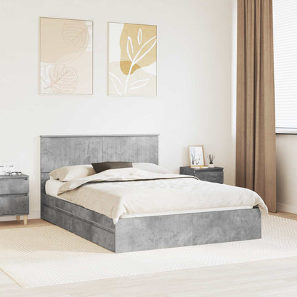 vidaXL Storage Bed Concrete Grey 135 x 190 cm Engineered Wood