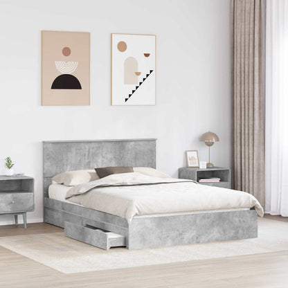 vidaXL Storage Bed Concrete Grey 135 x 190 cm Engineered Wood