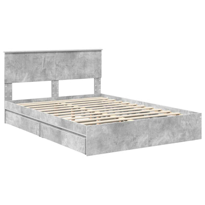 vidaXL Storage Bed Concrete Grey 135 x 190 cm Engineered Wood