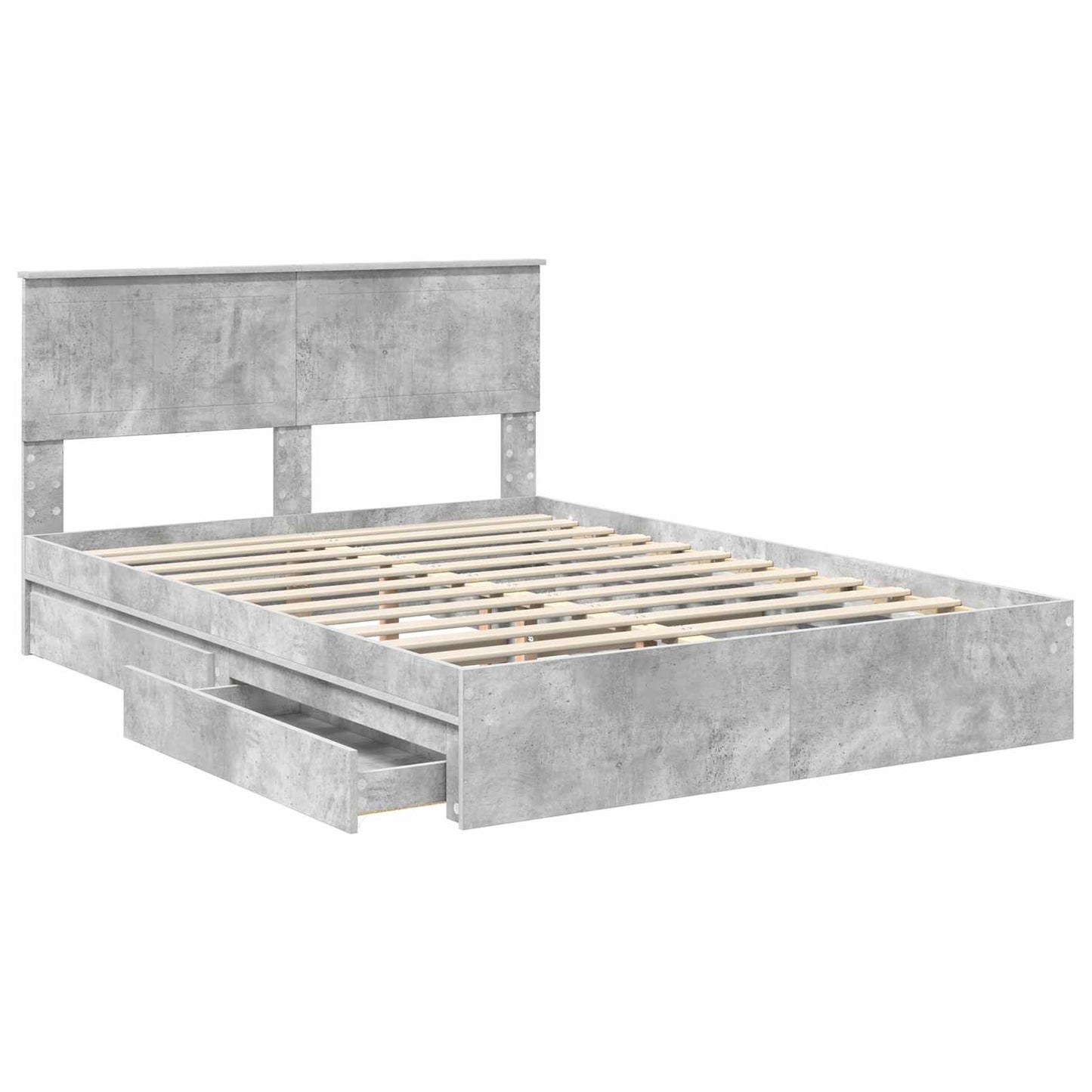vidaXL Storage Bed Concrete Grey 135 x 190 cm Engineered Wood