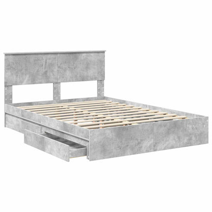 vidaXL Storage Bed Concrete Grey 135 x 190 cm Engineered Wood