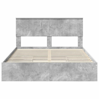 vidaXL Storage Bed Concrete Grey 135 x 190 cm Engineered Wood