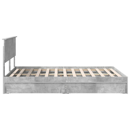 vidaXL Storage Bed Concrete Grey 135 x 190 cm Engineered Wood