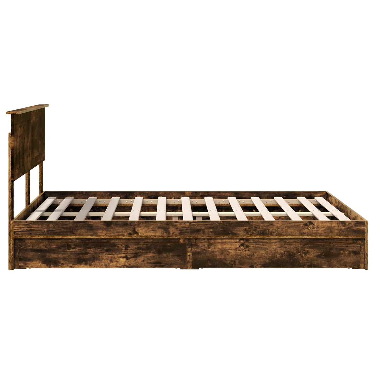 vidaXL Storage Bed with Drawer Smoked Oak 135 x 190 cm Engineered Wood