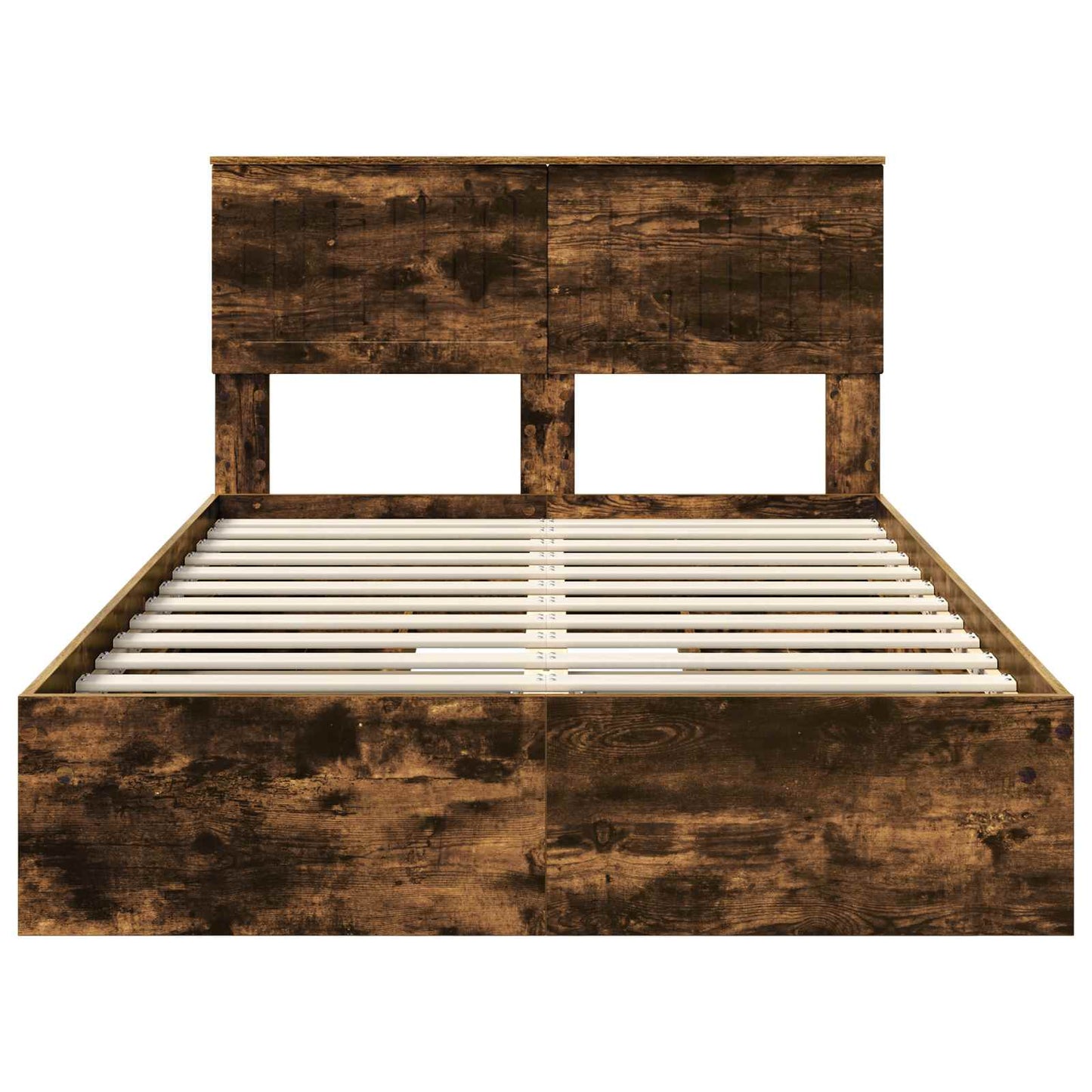 vidaXL Storage Bed with Drawer Smoked Oak 120 x 200 cm Engineered Wood