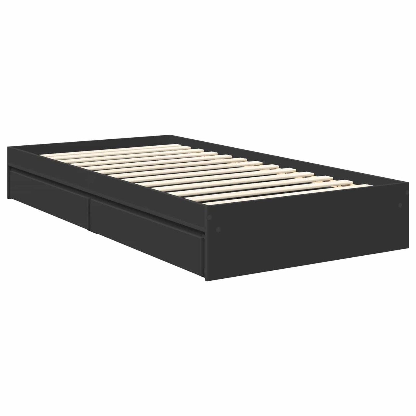 vidaXL Storage Bed with Headboard Black 100 x 200 cm Engineered Wood