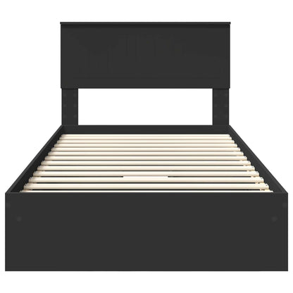 vidaXL Storage Bed with Headboard Black 100 x 200 cm Engineered Wood