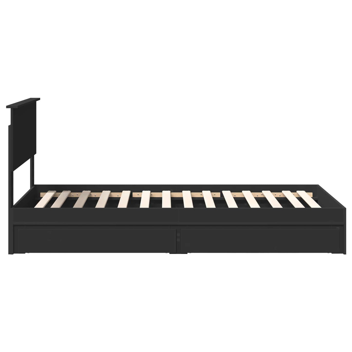 vidaXL Storage Bed with Headboard Black 100 x 200 cm Engineered Wood