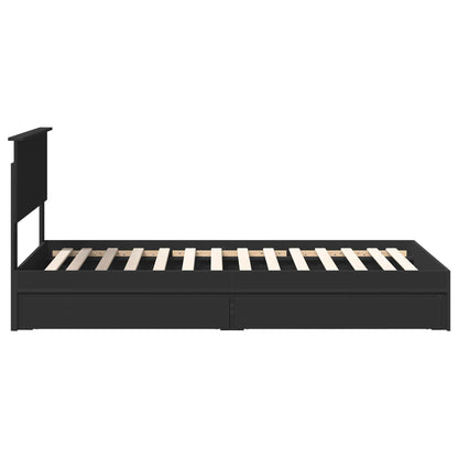 vidaXL Storage Bed with Headboard Black 100 x 200 cm Engineered Wood