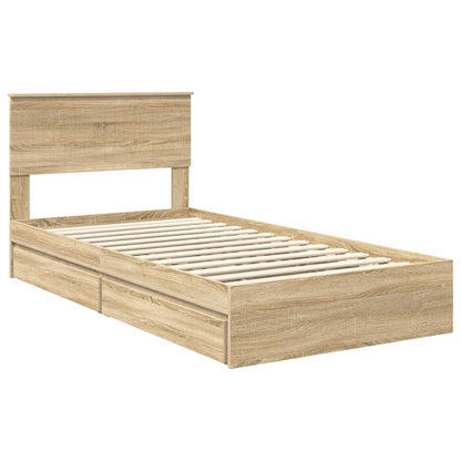 vidaXL Storage Bed with Drawer Sonoma Oak 100 x 200 cm Engineered Wood