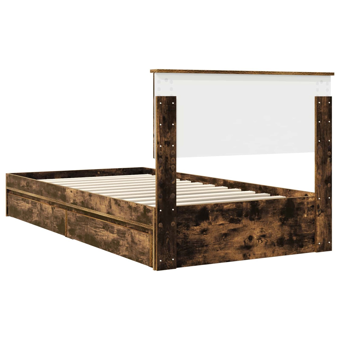 vidaXL Storage Bed with Drawer Smoked Oak 100 x 200 cm Engineered Wood