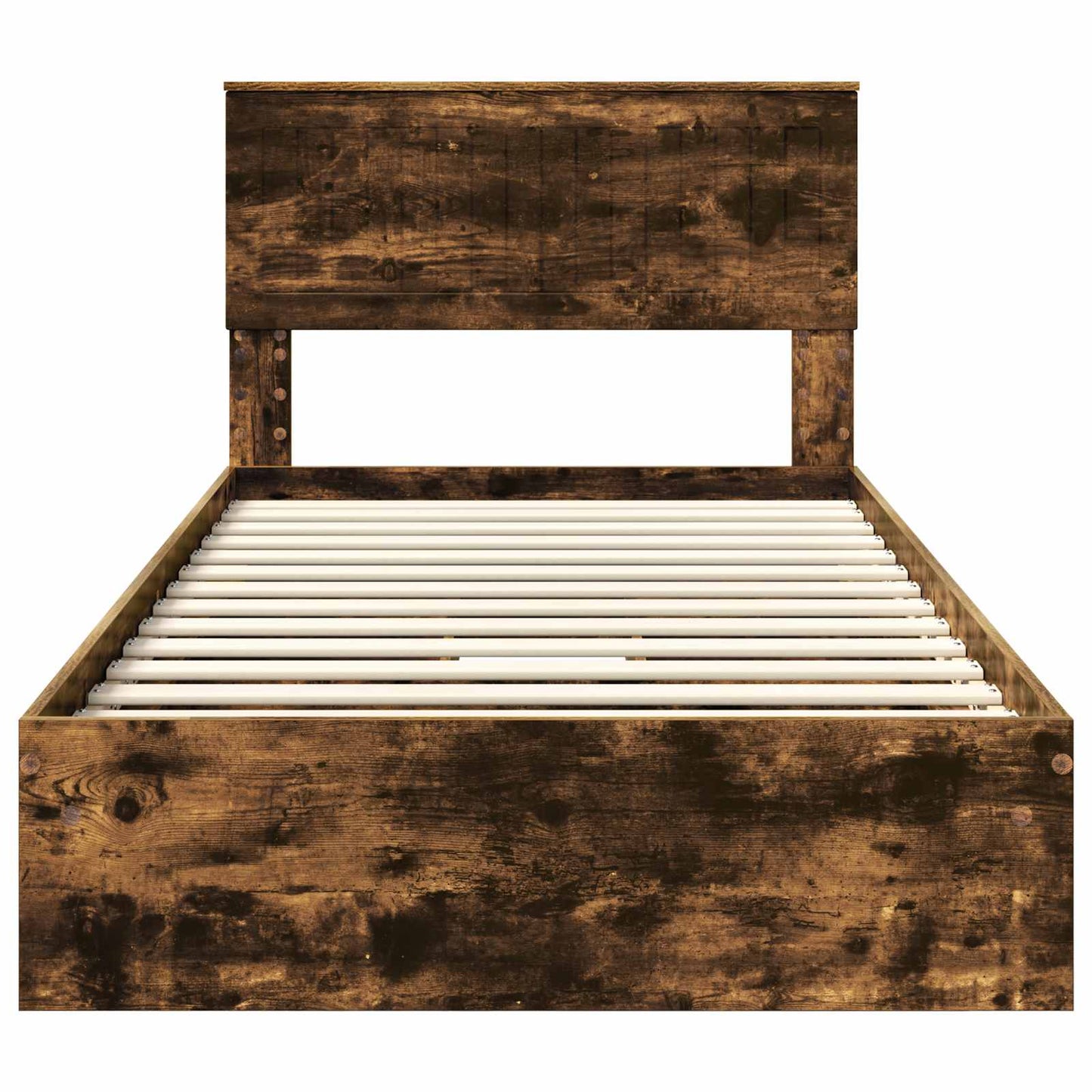 vidaXL Storage Bed with Drawer Smoked Oak 100 x 200 cm Engineered Wood