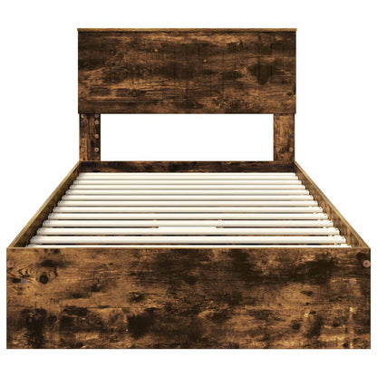 vidaXL Storage Bed with Drawer Smoked Oak 100 x 200 cm Engineered Wood