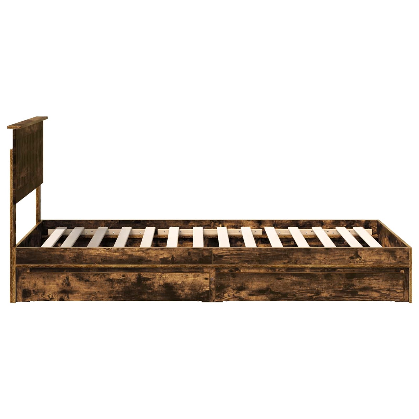 vidaXL Storage Bed with Drawer Smoked Oak 100 x 200 cm Engineered Wood
