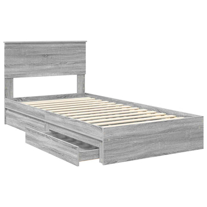 vidaXL Storage Bed Grey Sonoma 100 x 200 cm Engineered Wood