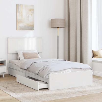 vidaXL Storage Bed with Headboard White 90 x 200 cm Engineered Wood