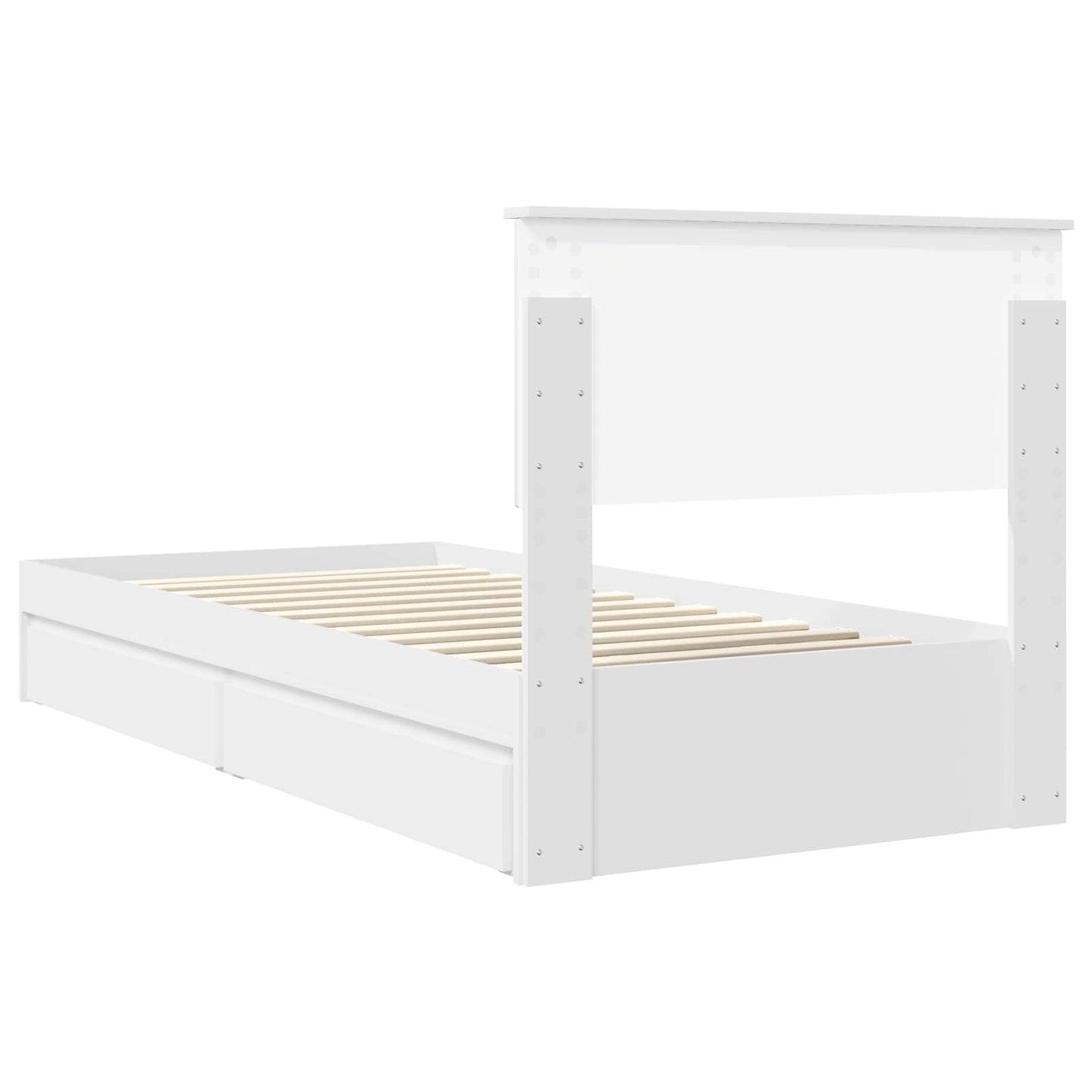 vidaXL Storage Bed with Headboard White 90 x 200 cm Engineered Wood