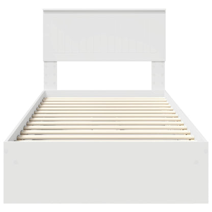 vidaXL Storage Bed with Headboard White 90 x 200 cm Engineered Wood
