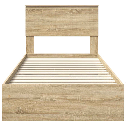 vidaXL Storage Bed with Drawer Sonoma Oak 90 x 200 cm Engineered Wood