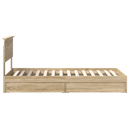 vidaXL Storage Bed with Drawer Sonoma Oak 90 x 200 cm Engineered Wood