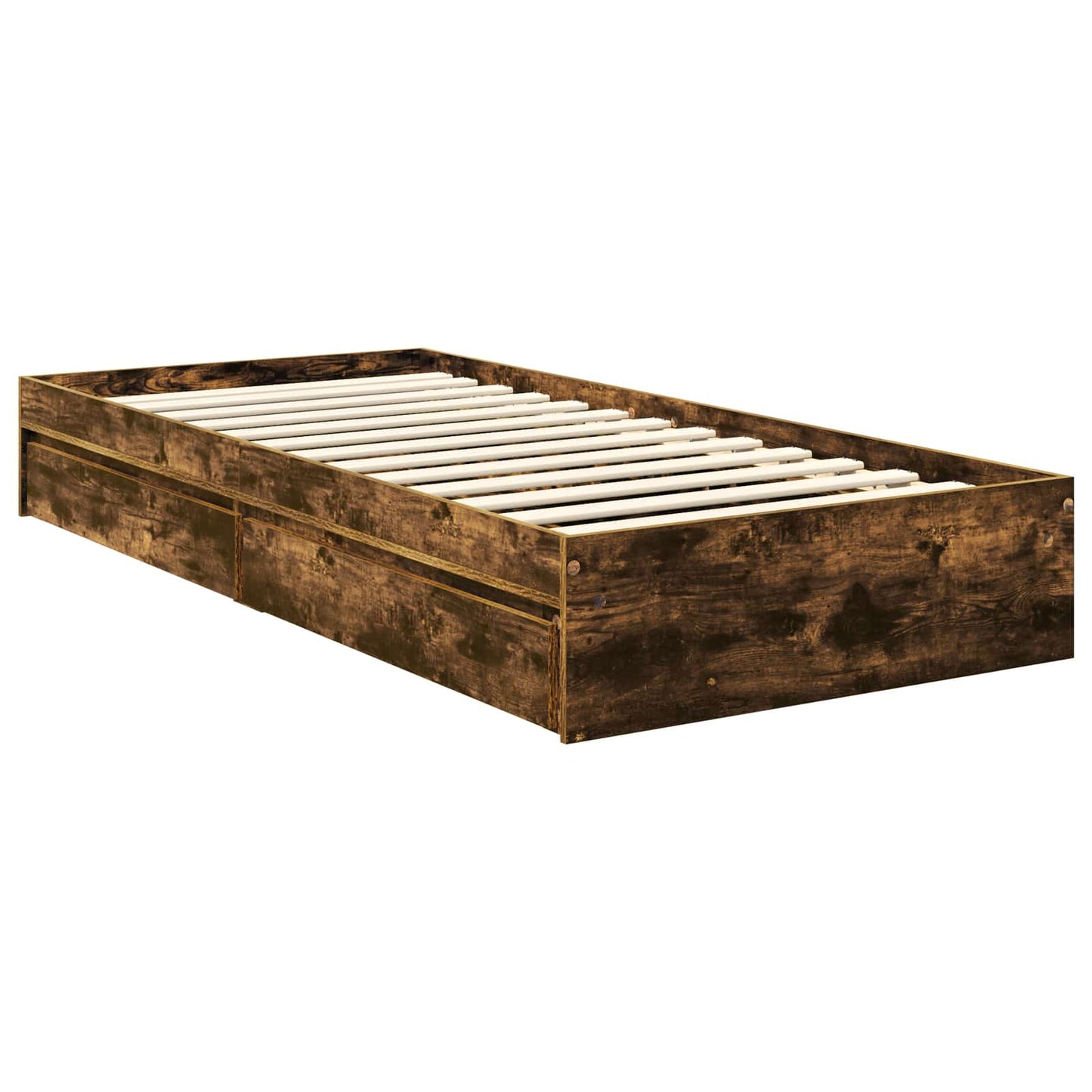 vidaXL Storage Bed with Drawer Smoked Oak 90 x 200 cm Engineered Wood