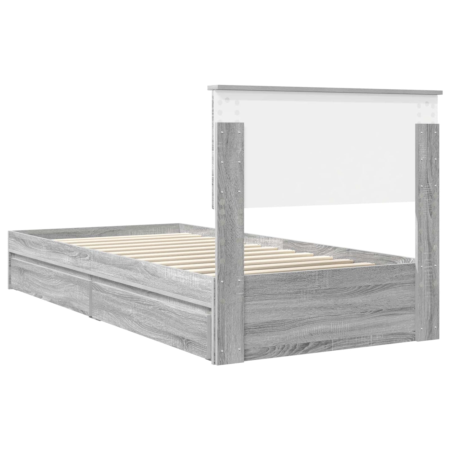vidaXL Storage Bed with Drawer Grey Sonoma 90 x 200 cm Engineered Wood