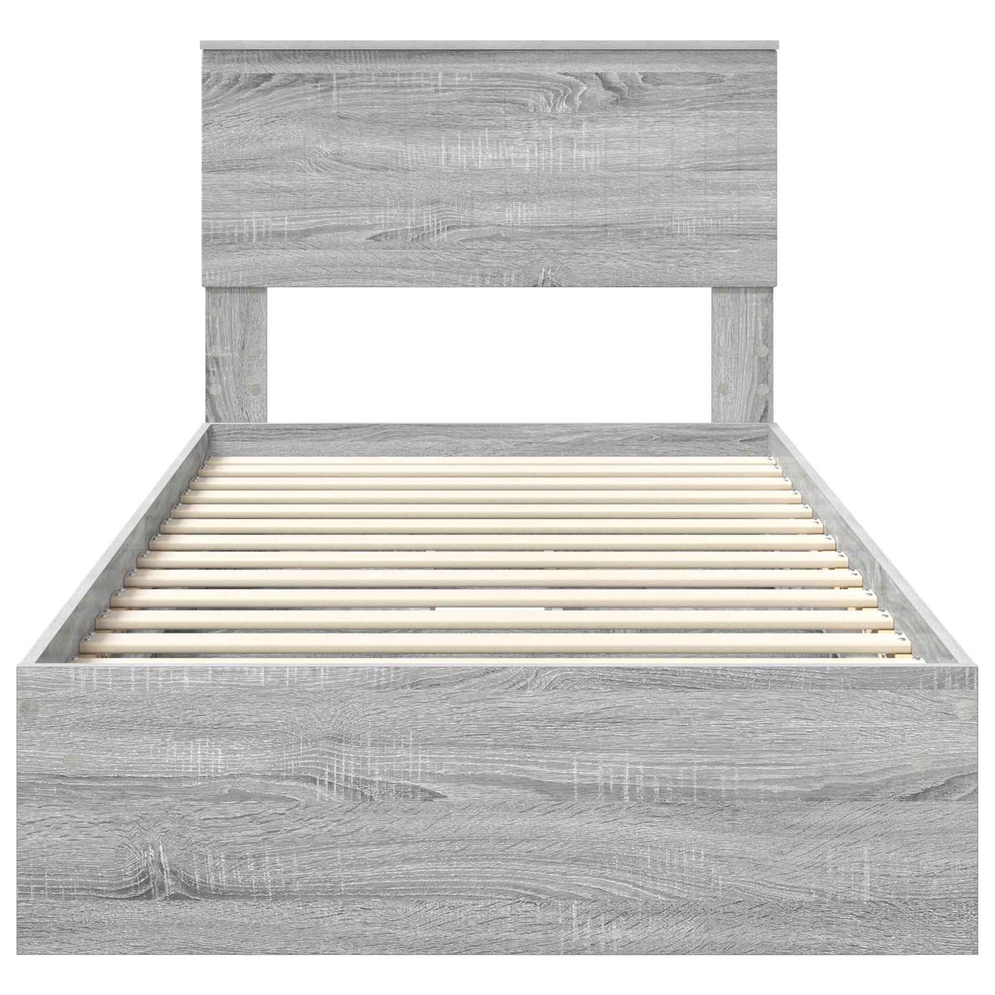 vidaXL Storage Bed with Drawer Grey Sonoma 90 x 200 cm Engineered Wood