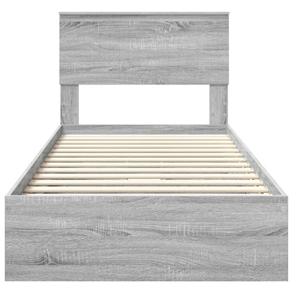 vidaXL Storage Bed with Drawer Grey Sonoma 90 x 200 cm Engineered Wood