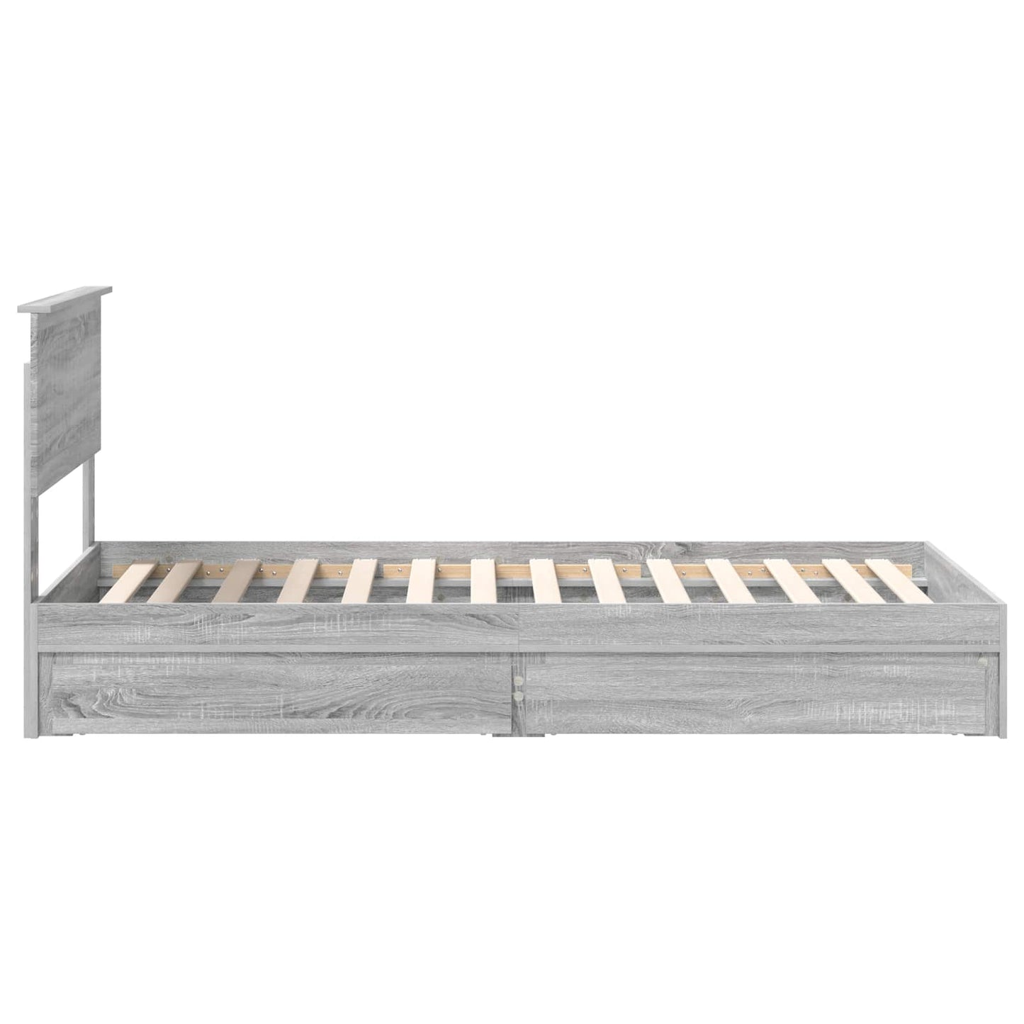 vidaXL Storage Bed with Drawer Grey Sonoma 90 x 200 cm Engineered Wood