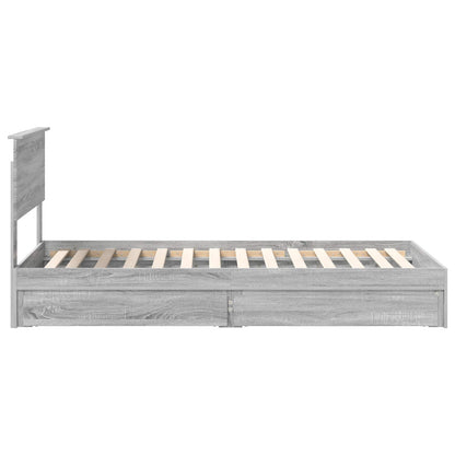 vidaXL Storage Bed with Drawer Grey Sonoma 90 x 200 cm Engineered Wood