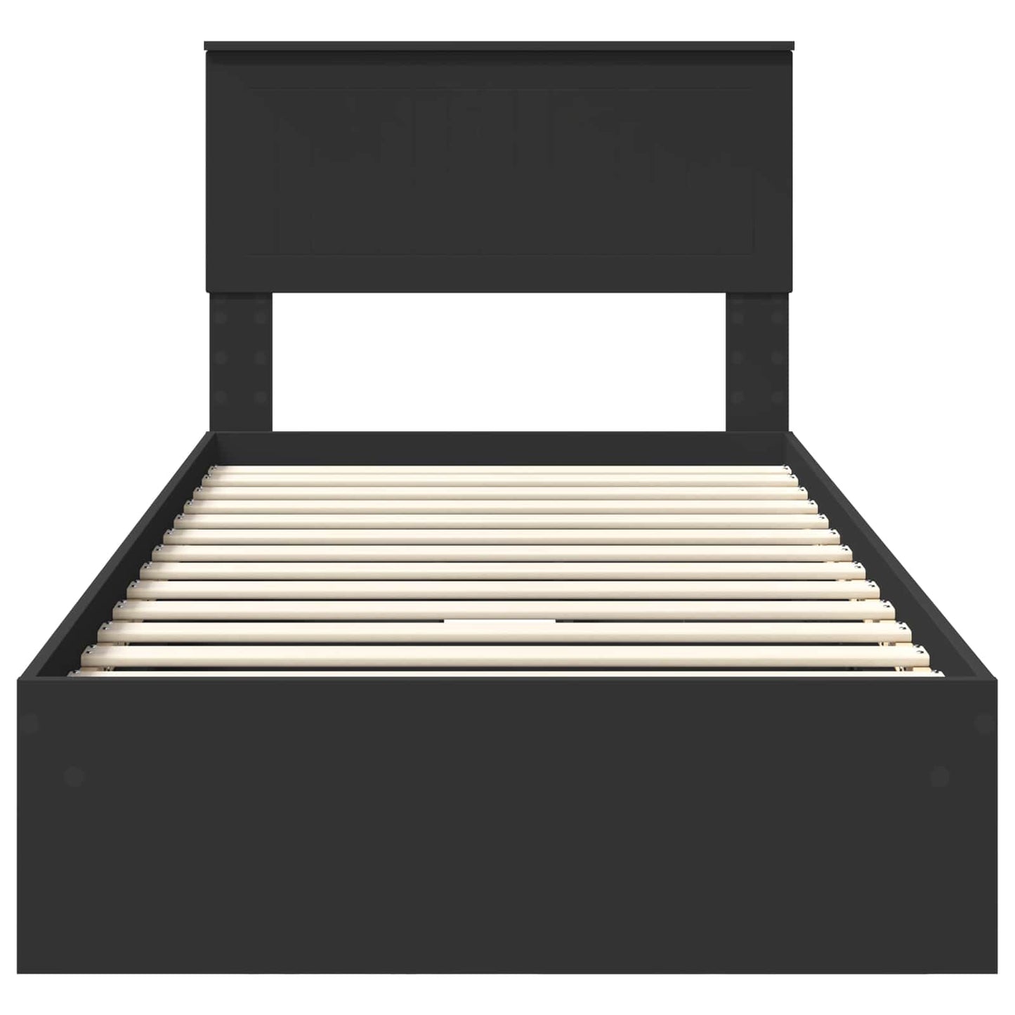 vidaXL Storage Bed with Headboard Black 90 x 190 cm Engineered Wood
