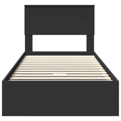 vidaXL Storage Bed with Headboard Black 90 x 190 cm Engineered Wood