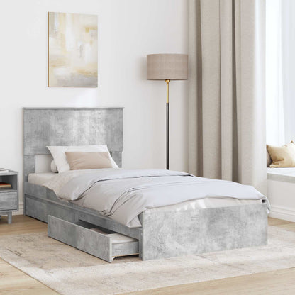 vidaXL Storage Bed Concrete Grey 90 x 190 cm Engineered Wood