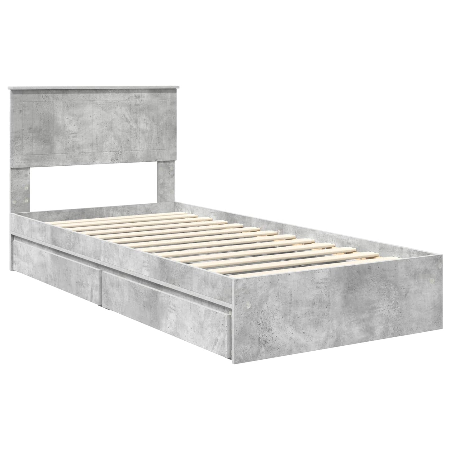 vidaXL Storage Bed Concrete Grey 90 x 190 cm Engineered Wood