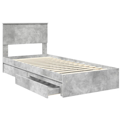 vidaXL Storage Bed Concrete Grey 90 x 190 cm Engineered Wood