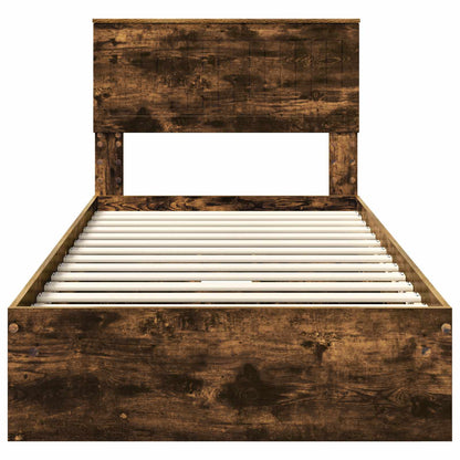 vidaXL Storage Bed with Drawer Smoked Oak 90 x 190 cm Engineered Wood