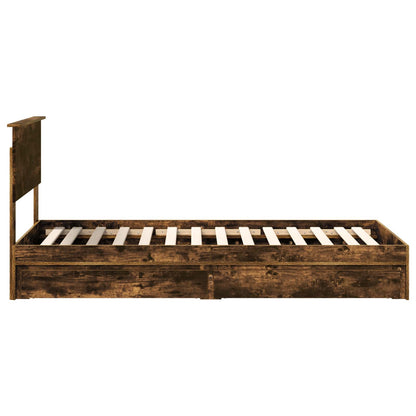 vidaXL Storage Bed with Drawer Smoked Oak 90 x 190 cm Engineered Wood