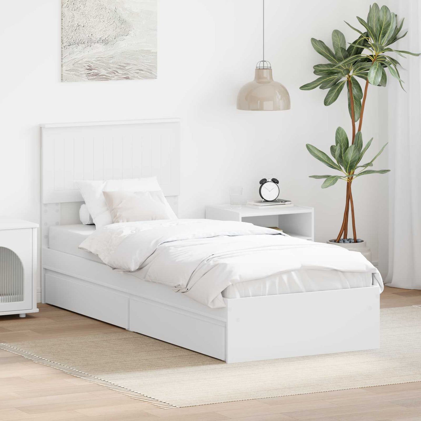 vidaXL Storage Bed with Headboard White 75 x 190 cm Engineered Wood