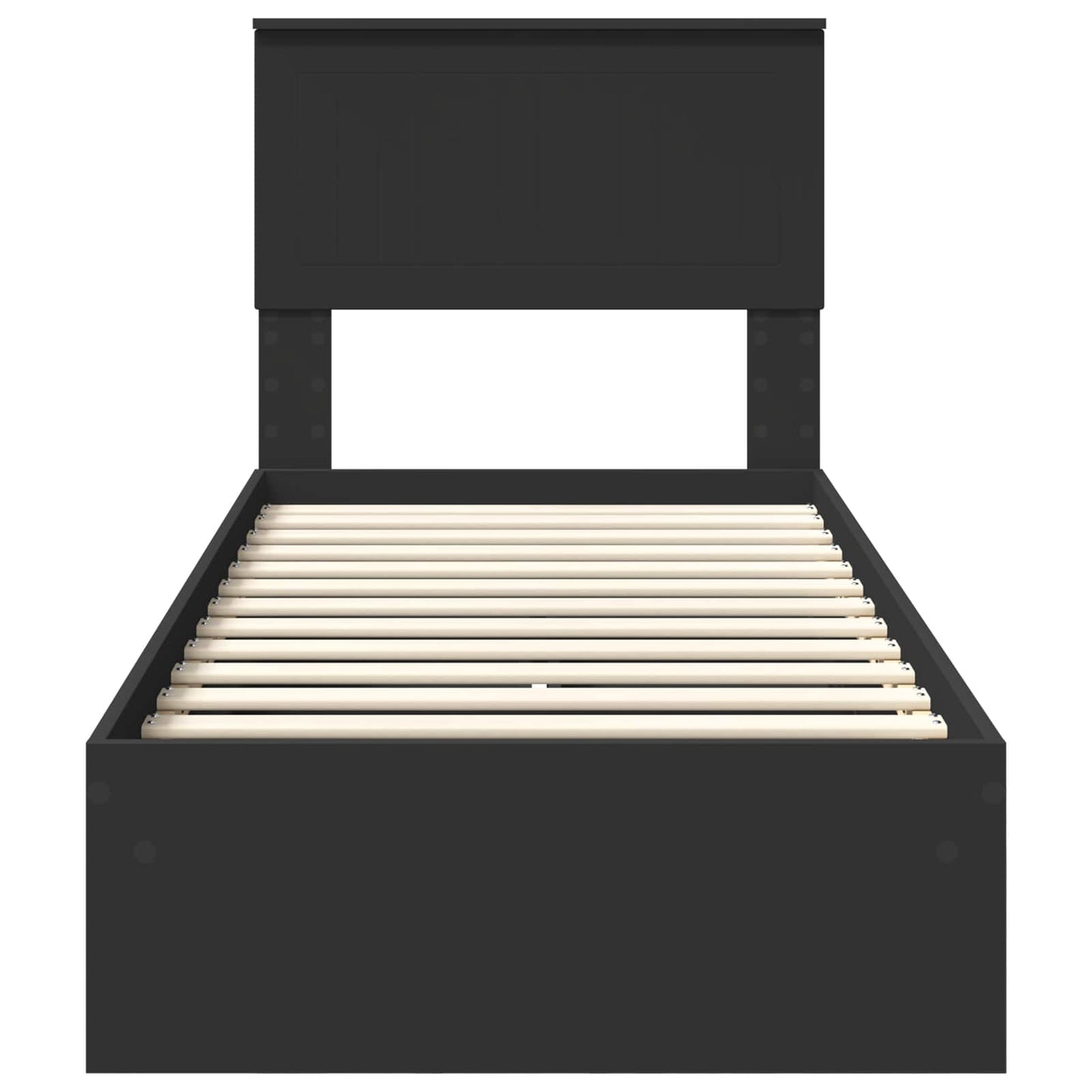 vidaXL Storage Bed with Headboard Black 75 x 190 cm Engineered Wood