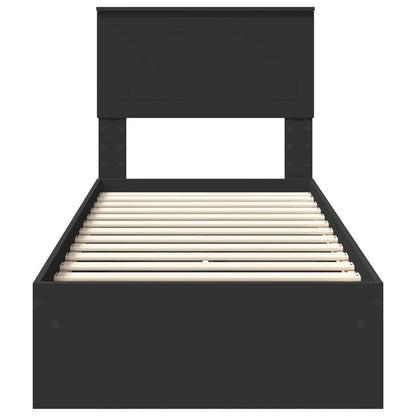 vidaXL Storage Bed with Headboard Black 75 x 190 cm Engineered Wood