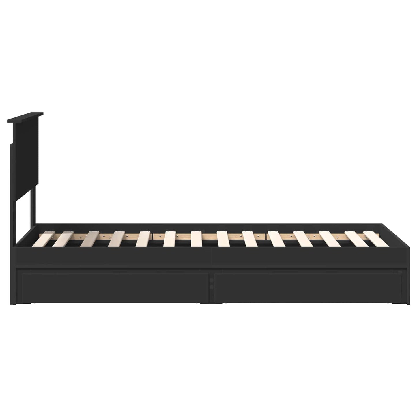vidaXL Storage Bed with Headboard Black 75 x 190 cm Engineered Wood