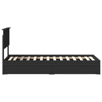 vidaXL Storage Bed with Headboard Black 75 x 190 cm Engineered Wood