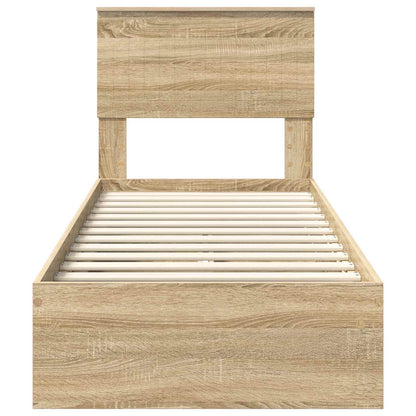 vidaXL Storage Bed with Drawer Sonoma Oak 75 x 190 cm Engineered Wood