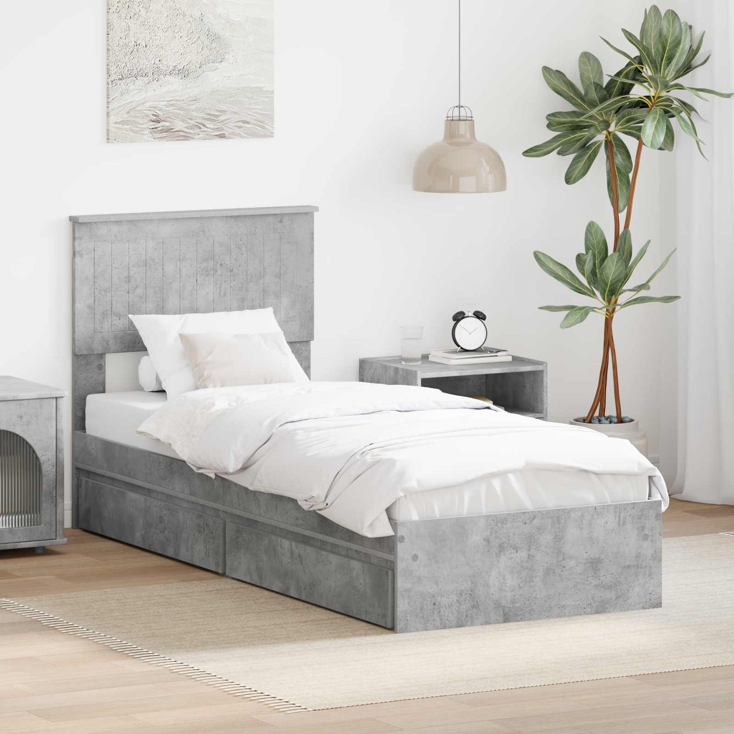 vidaXL Storage Bed Concrete Grey 75 x 190 cm Engineered Wood